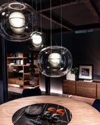Levita Modern Orb Pendant - Minimalist Floating Glass Globe Light for Living Room & Foyer
