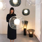 Levita Modern Orb Pendant - Minimalist Floating Glass Globe Light for Living Room & Foyer