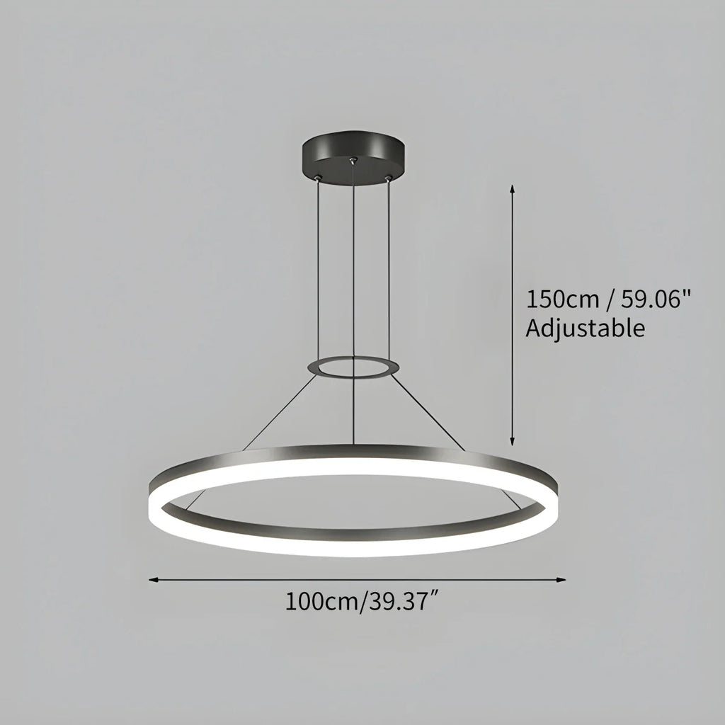Modern Circular LED Pendant - Minimalist Halo Hanging Light for Living Room & Kitchen Island