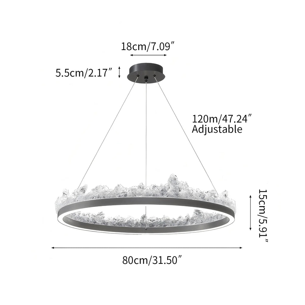 Modern Iceberg Chandelier - Luxury Hand-Poured Textured Glass Pendant for Dining & Living Room