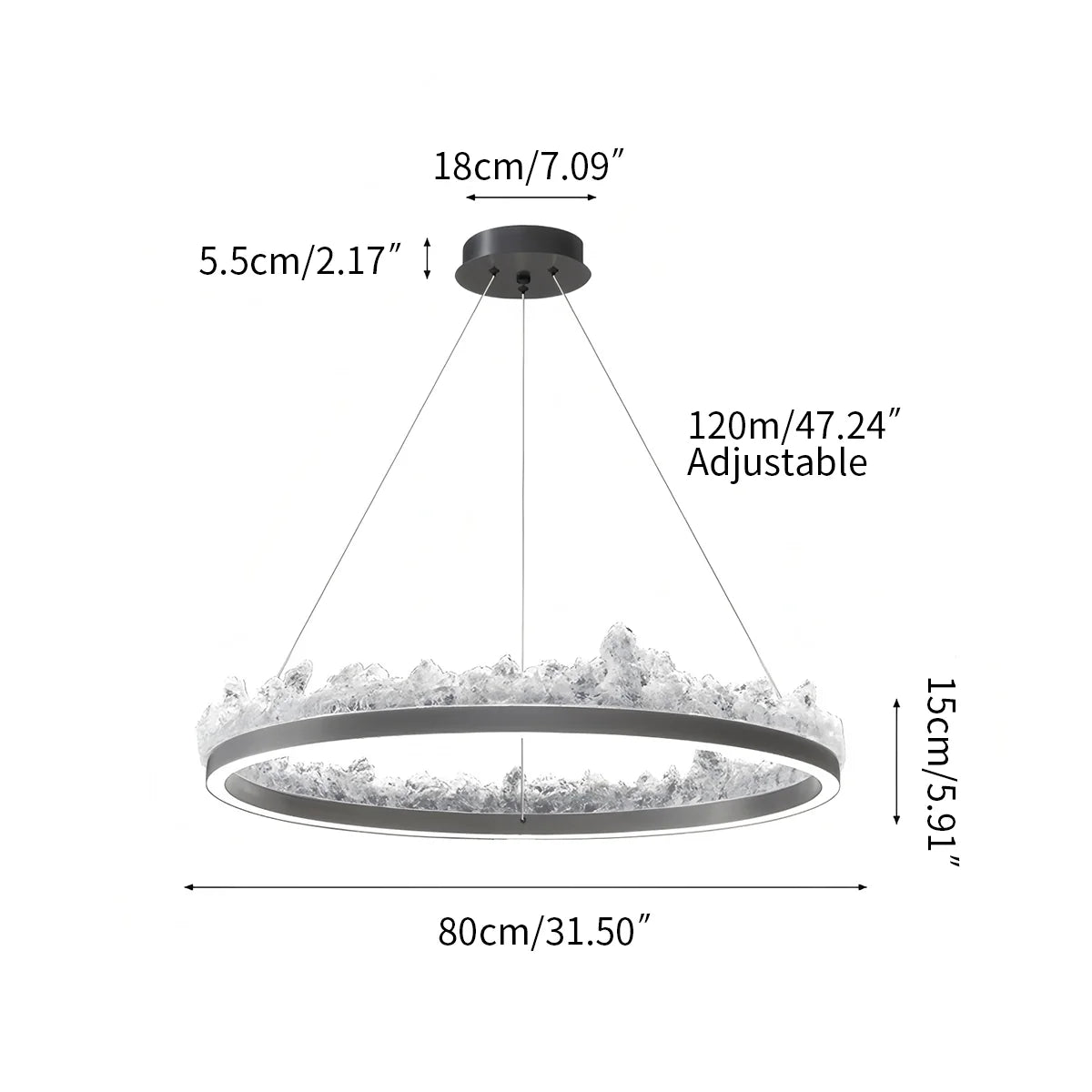 Modern Iceberg Chandelier - Luxury Hand-Poured Textured Glass Pendant for Dining & Living Room