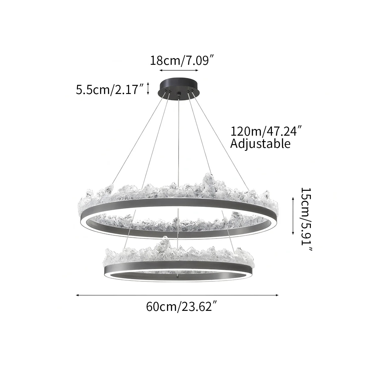 Textured Glass Chandelier for Dining and Living Room