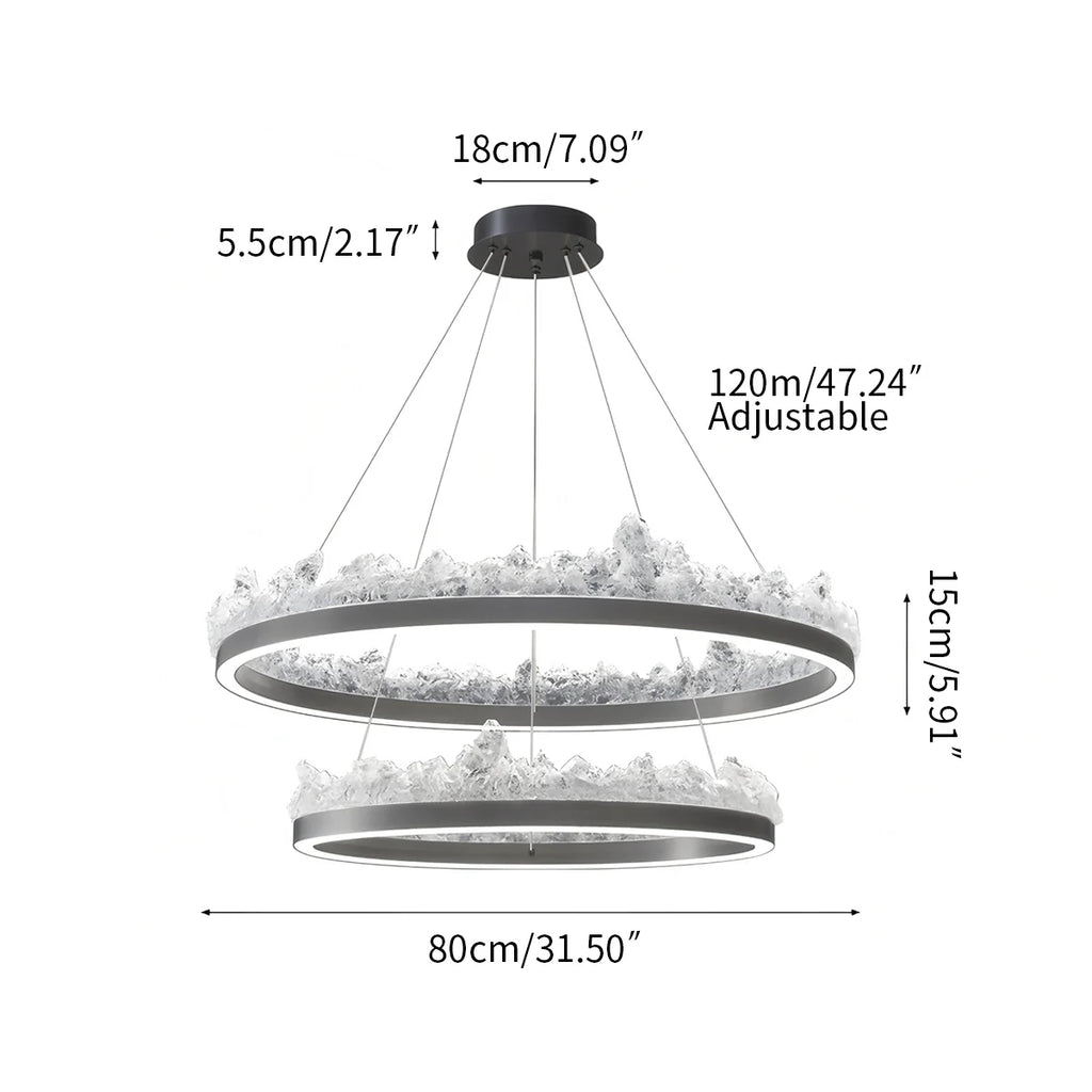Modern Iceberg Chandelier - Luxury Hand-Poured Textured Glass Pendant for Dining & Living Room
