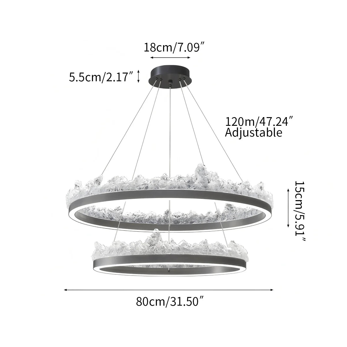 Textured Glass Chandelier for Dining and Living Room