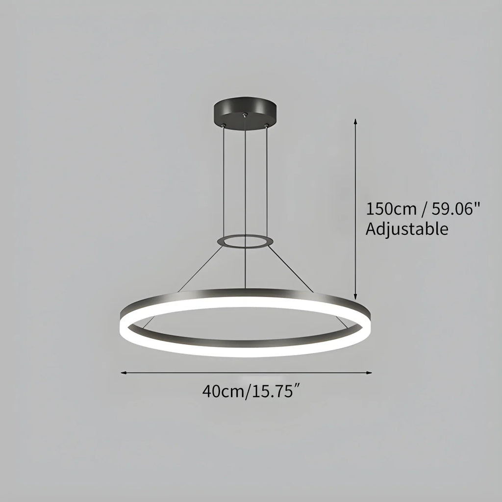 Modern Circular LED Pendant - Minimalist Halo Hanging Light for Living Room & Kitchen Island