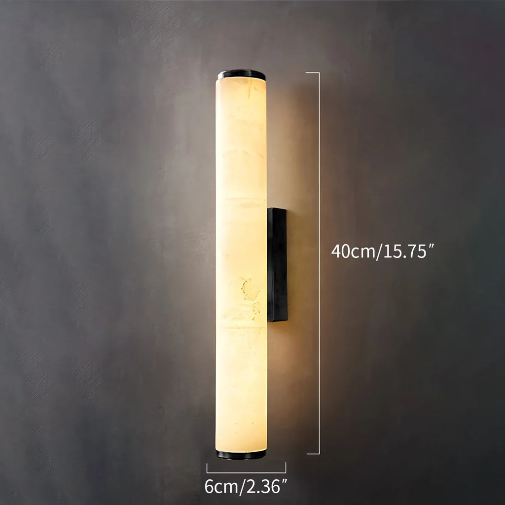Modern Spanish Alabaster Sconce - Luxury Cylindrical Natural Stone Wall Light for Hallway & Bedroom