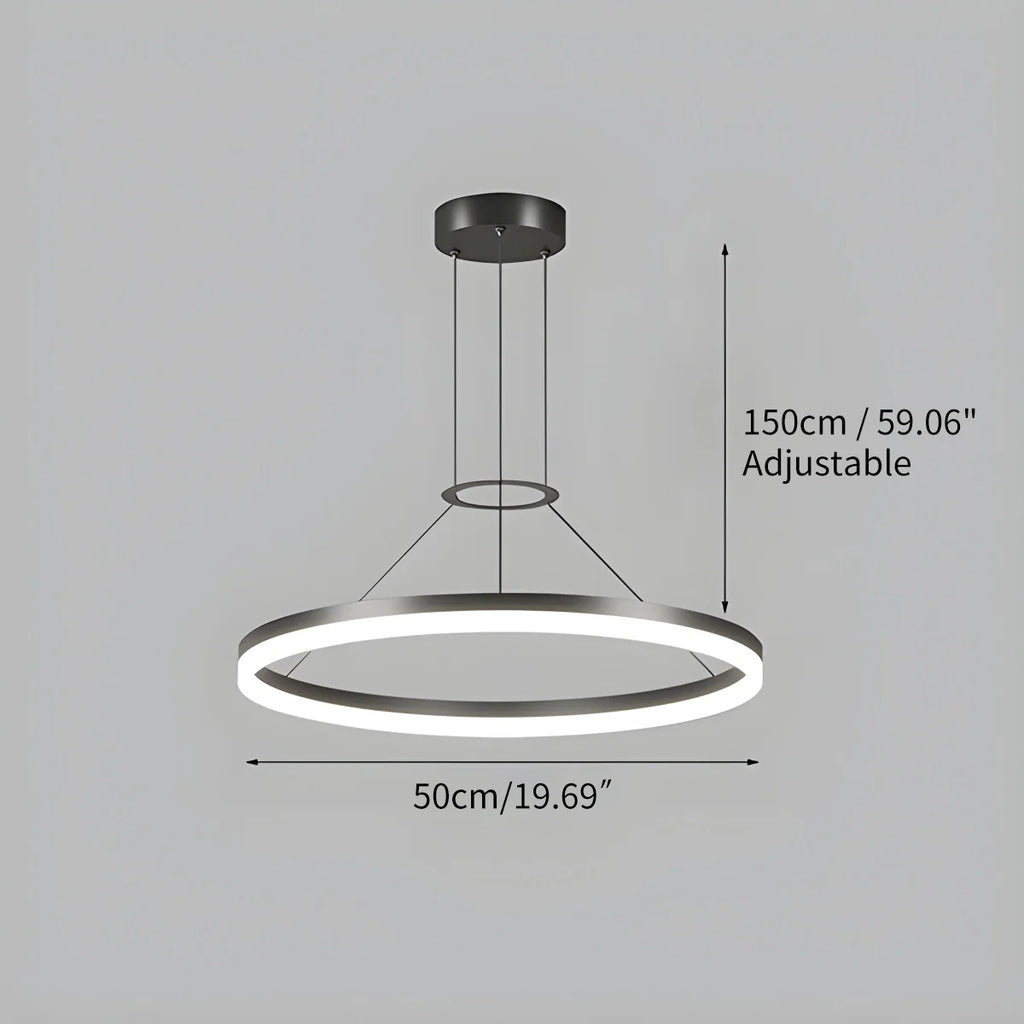 Modern Circular LED Pendant - Minimalist Halo Hanging Light for Living Room & Kitchen Island