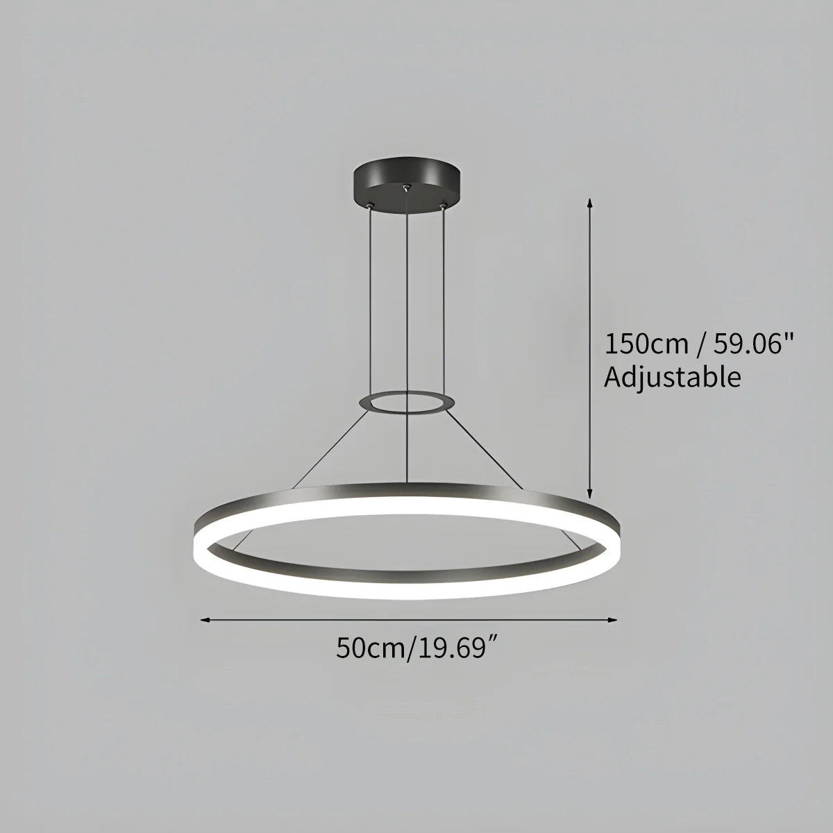 Modern Circular LED Pendant - Minimalist Halo Hanging Light for Living Room & Kitchen Island