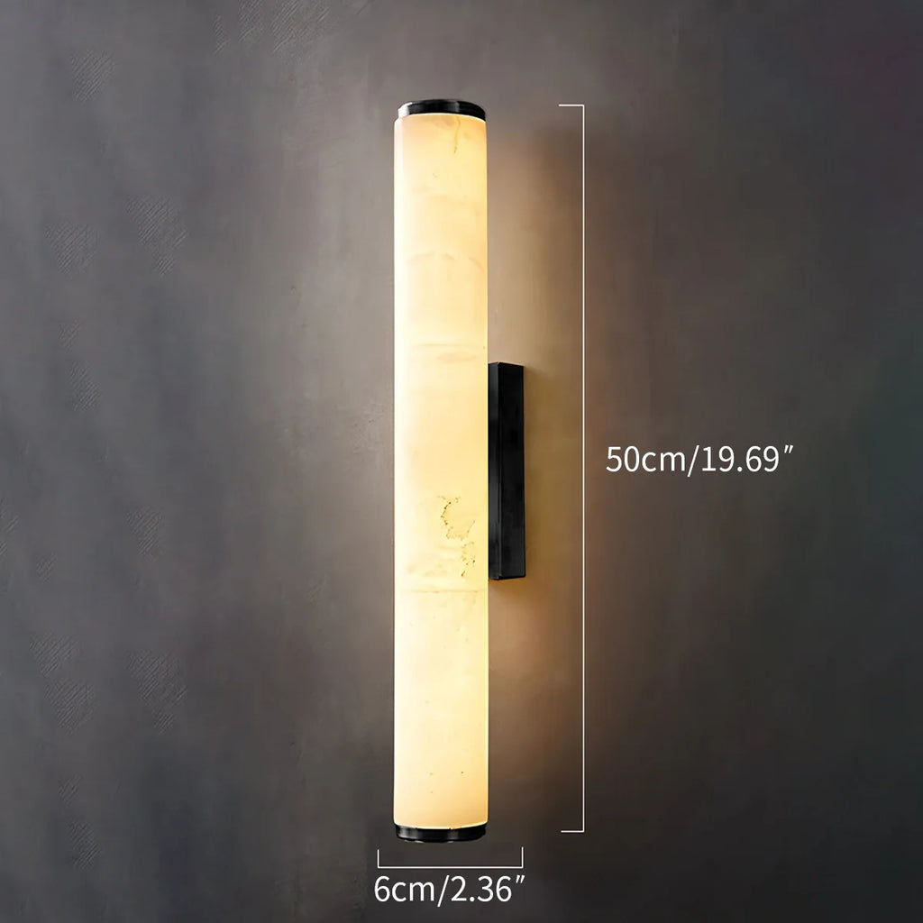 Modern Spanish Alabaster Sconce - Luxury Cylindrical Natural Stone Wall Light for Hallway & Bedroom
