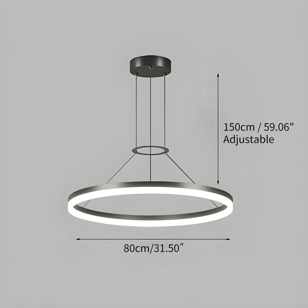Modern Circular LED Pendant - Minimalist Halo Hanging Light for Living Room & Kitchen Island