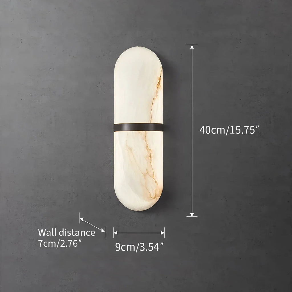Melange Pill Sconce - Luxury Spanish Alabaster Wall Light with Natural Stone Veining