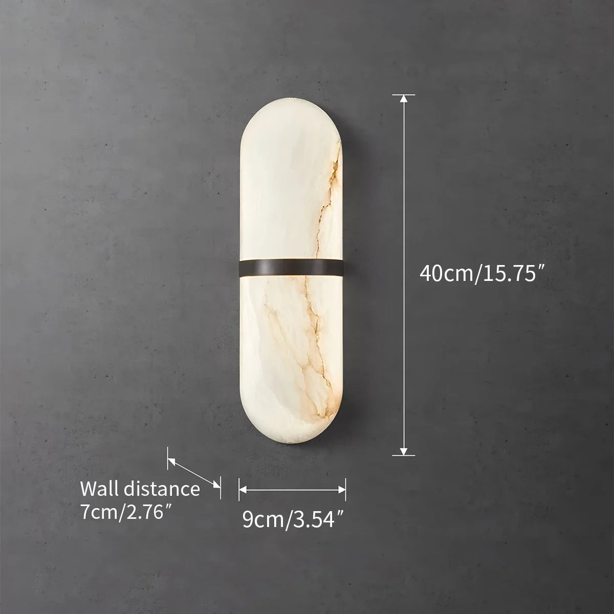 Melange Pill Sconce - Luxury Spanish Alabaster Wall Light with Natural Stone Veining