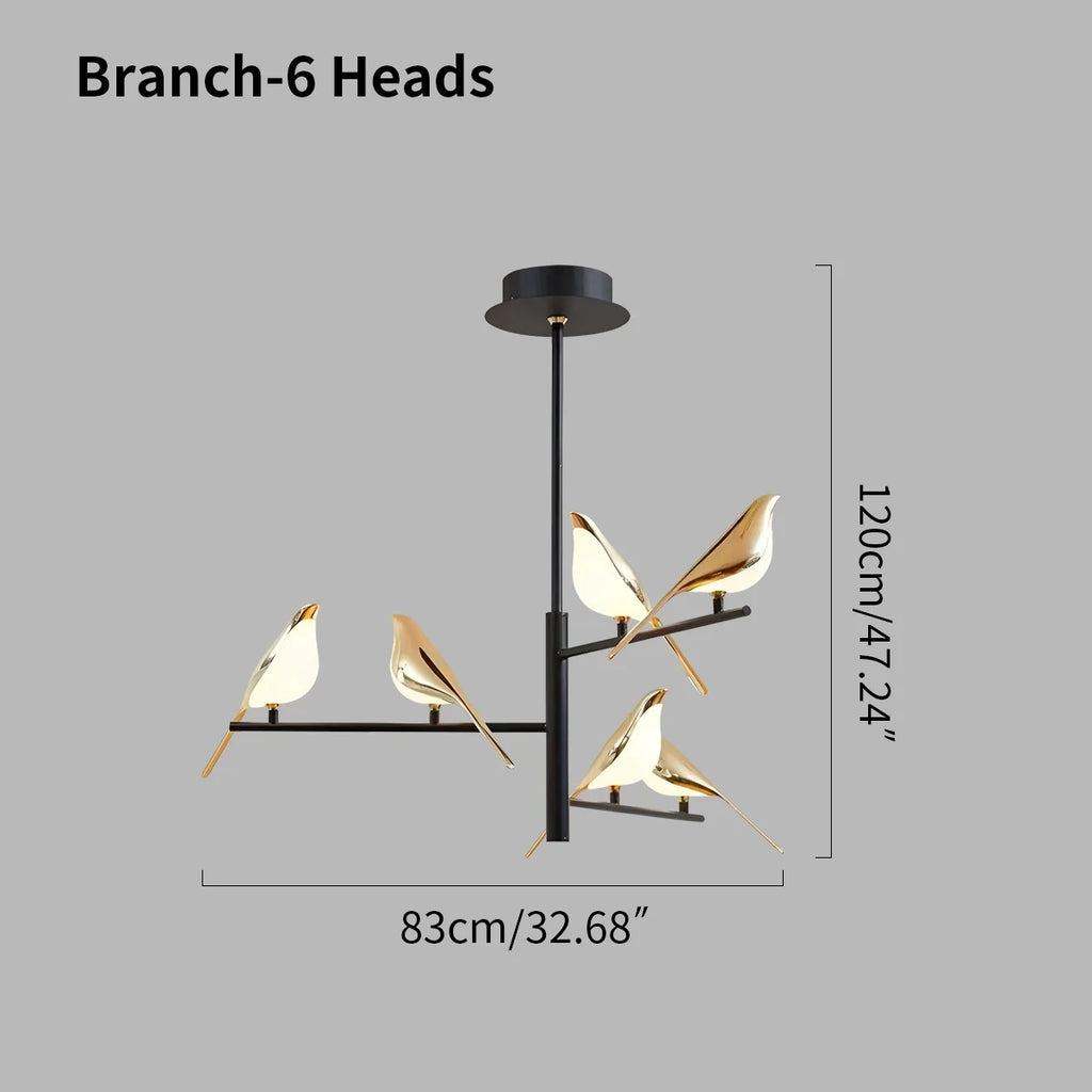 Modern Gold Bird Chandelier - Artistic Flying Swallows LED Pendant for High Ceiling & Living Room