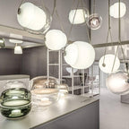 Cello Hand-Blown Glass Pendant Light - Elegant Pear-Shaped Hanging Lamp for Kitchen & Dining Room