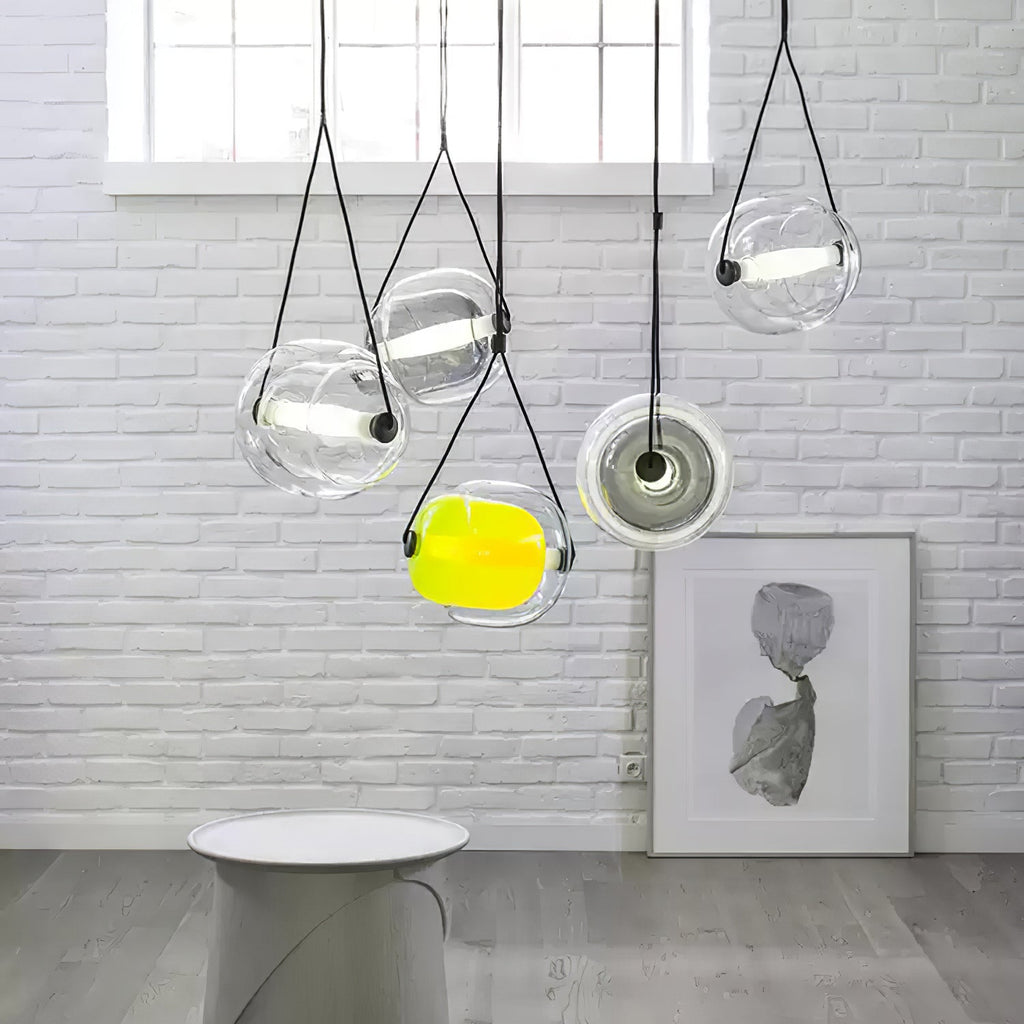 Cello Hand-Blown Glass Pendant Light - Elegant Pear-Shaped Hanging Lamp for Kitchen & Dining Room