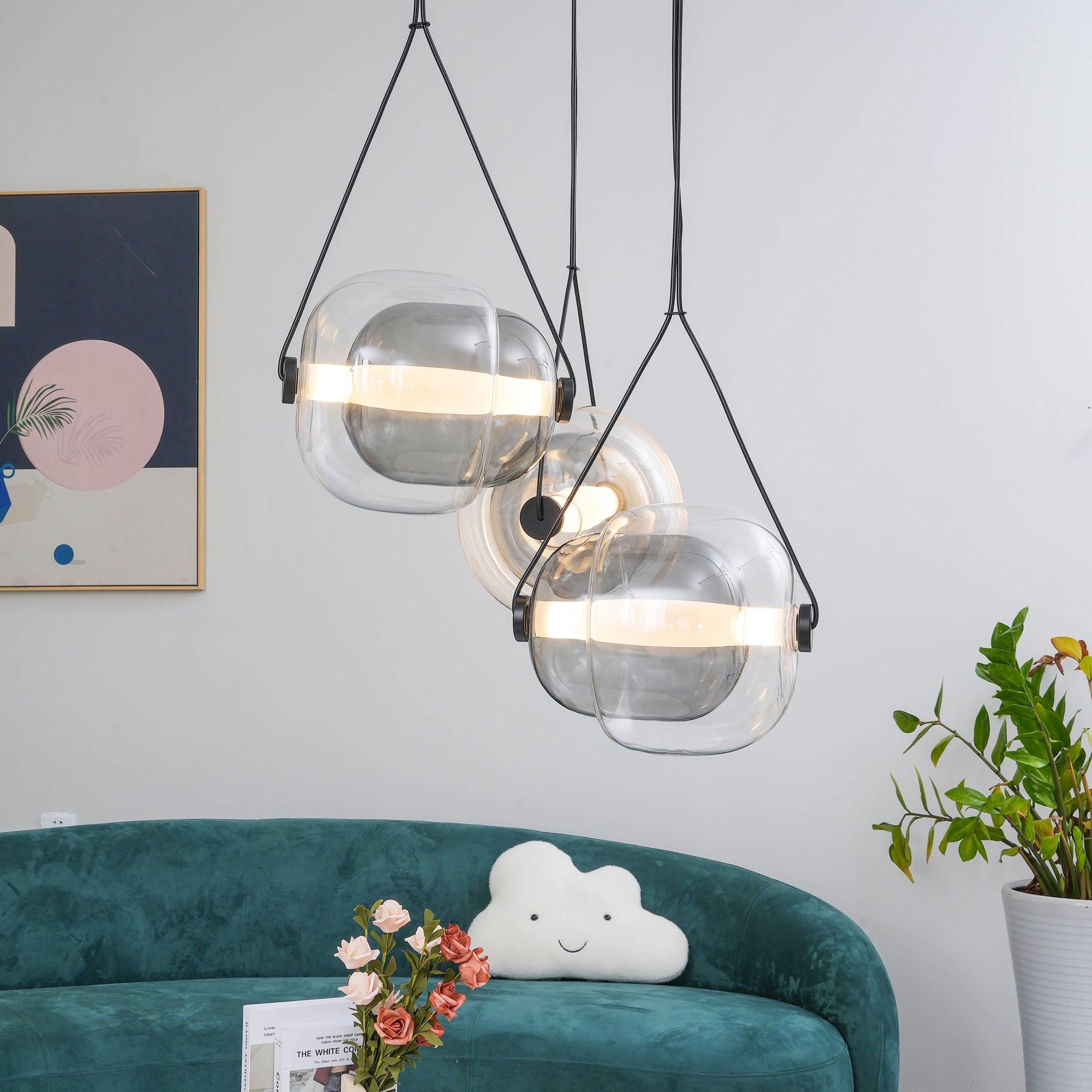 Cello Hand-Blown Glass Pendant Light - Elegant Pear-Shaped Hanging Lamp for Kitchen & Dining Room