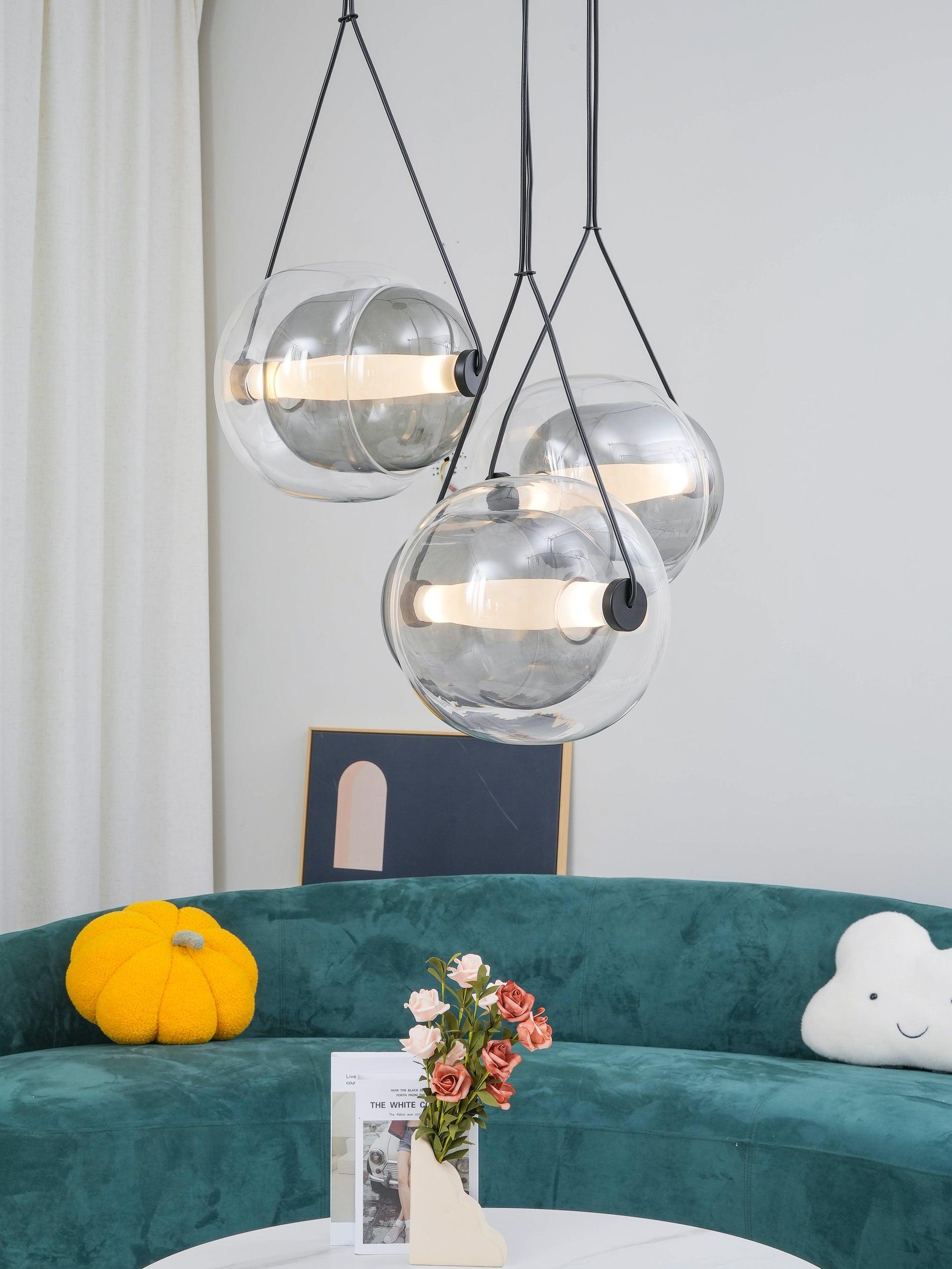 Cello Hand-Blown Glass Pendant Light - Elegant Pear-Shaped Hanging Lamp for Kitchen & Dining Room