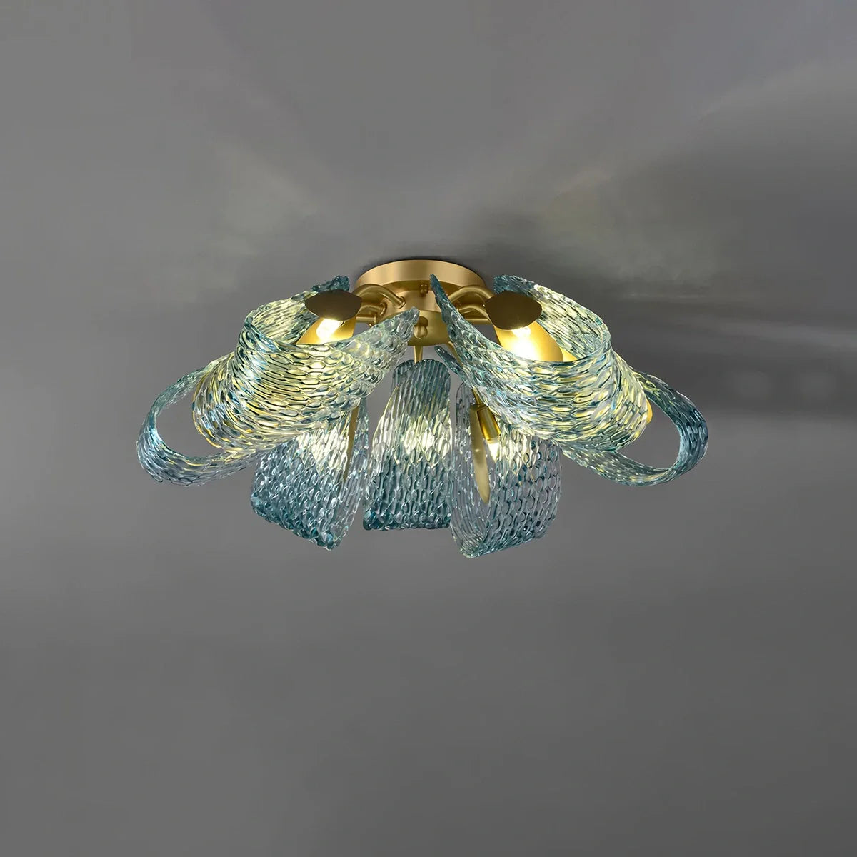 blue art glass chandelier