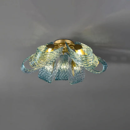 blue art glass chandelier