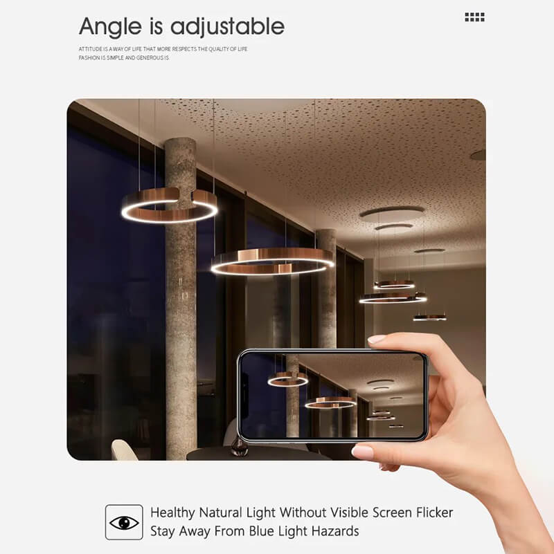 Modern Ring Chandelier - Minimalist LED Circular Pendant Light for Living Room & Office