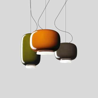 Nuvlight Modern Colored Glass Lantern Pendant Light Combo Set Warm Light