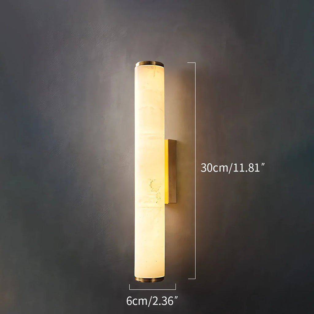 Modern Spanish Alabaster Sconce - Luxury Cylindrical Natural Stone Wall Light for Hallway & Bedroom