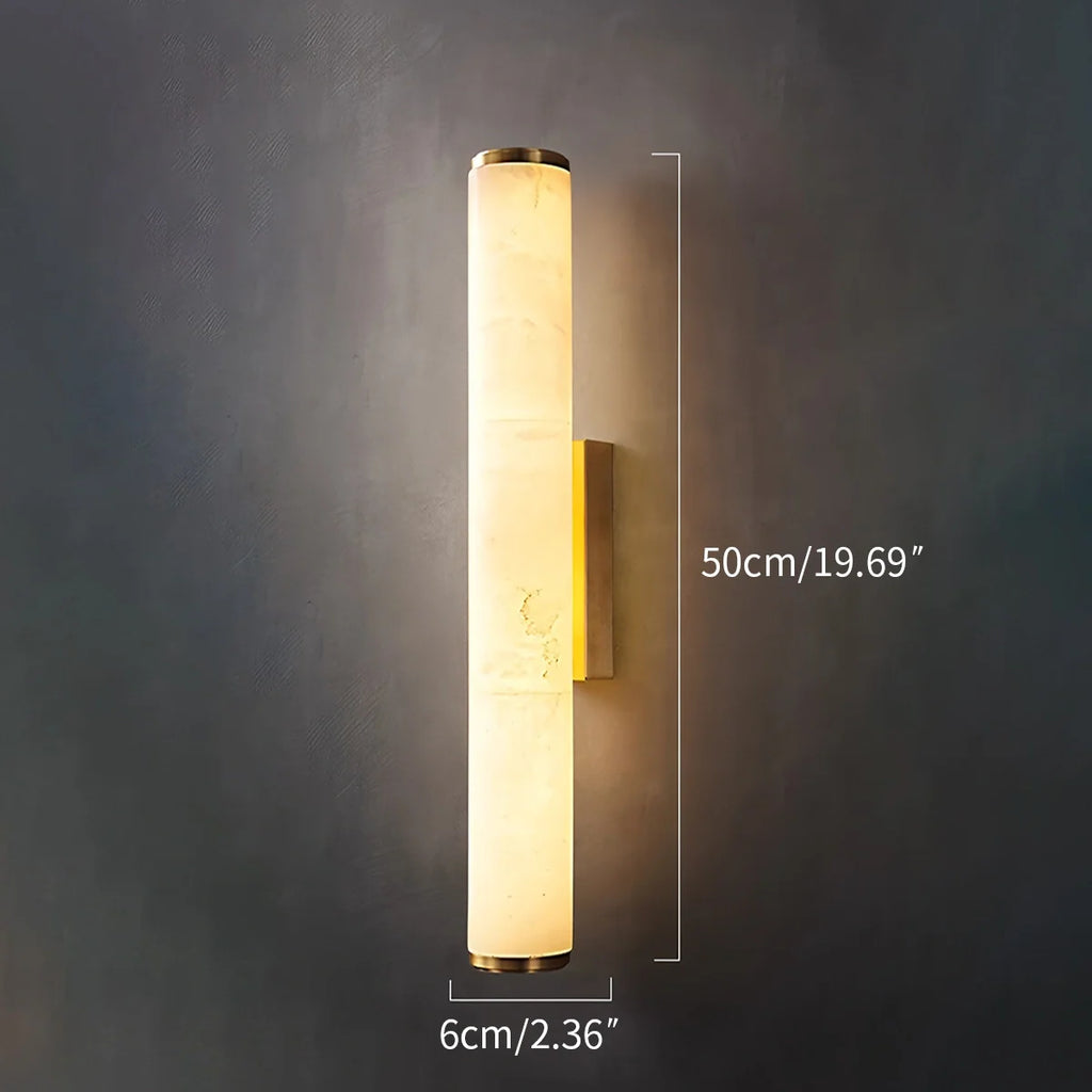 Modern Spanish Alabaster Sconce - Luxury Cylindrical Natural Stone Wall Light for Hallway & Bedroom