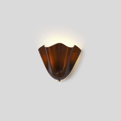 NuvlightVintage Flower Colored Glass Wall Lamp Dark Brown Warm Light