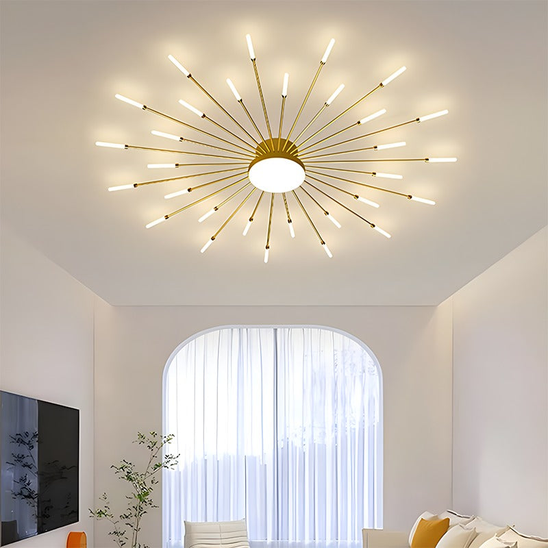 Artistic Fireworks Ceiling Light - Modern Swirl Burst Flush Mount for Living Room
