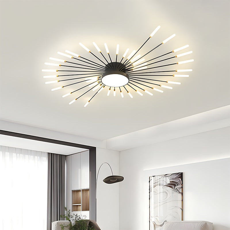 Artistic Fireworks Ceiling Light - Modern Swirl Burst Flush Mount for Living Room