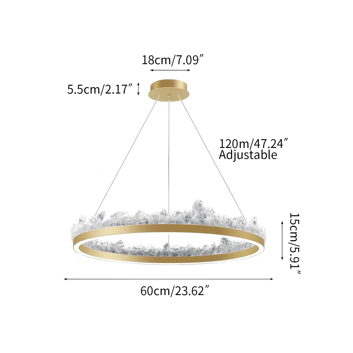 Textured Glass Chandelier for Dining and Living Room