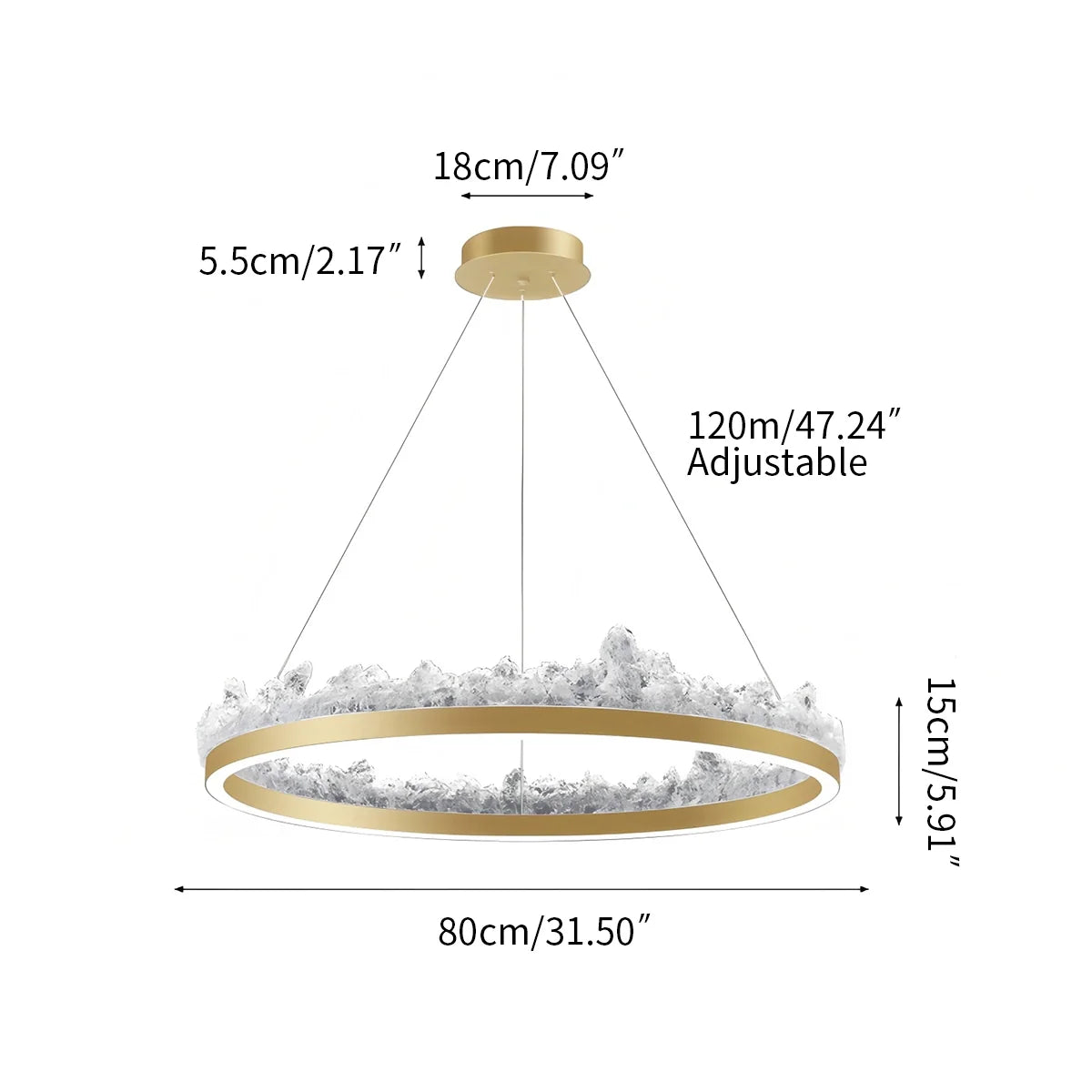 Modern Iceberg Chandelier - Luxury Hand-Poured Textured Glass Pendant for Dining & Living Room
