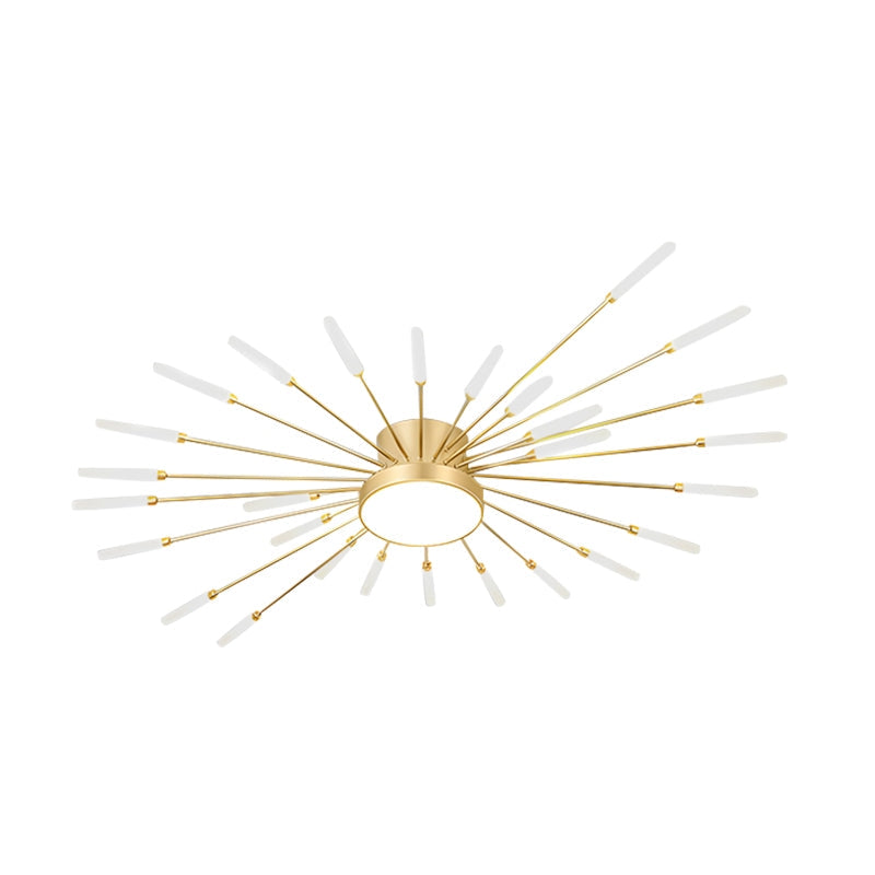 Nuvlight Fireworks Swirl Ceiling Light for Living Room Gold 28+1 Lights Dimmable With Remote