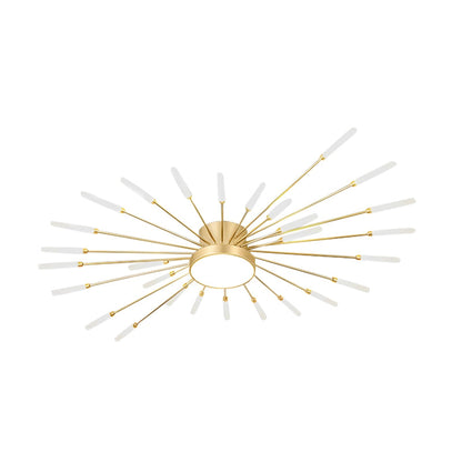 Nuvlight Fireworks Swirl Ceiling Light for Living Room Gold 28+1 Lights Dimmable With Remote
