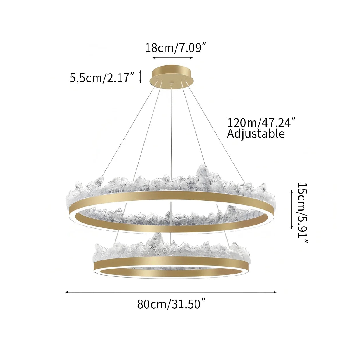 Textured Glass Chandelier for Dining and Living Room