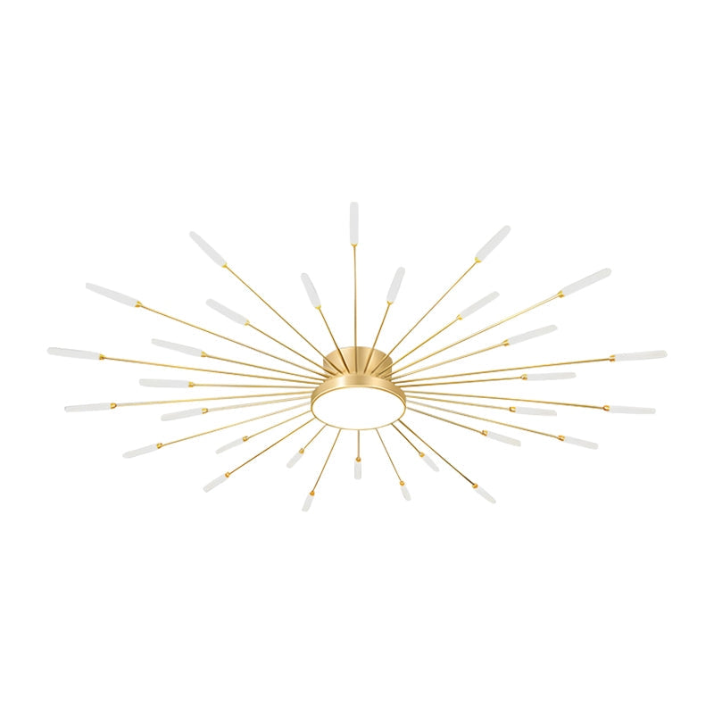 Nuvlight Fireworks Swirl Ceiling Light for Living Room Gold 30+1 Lights Dimmable With Remote