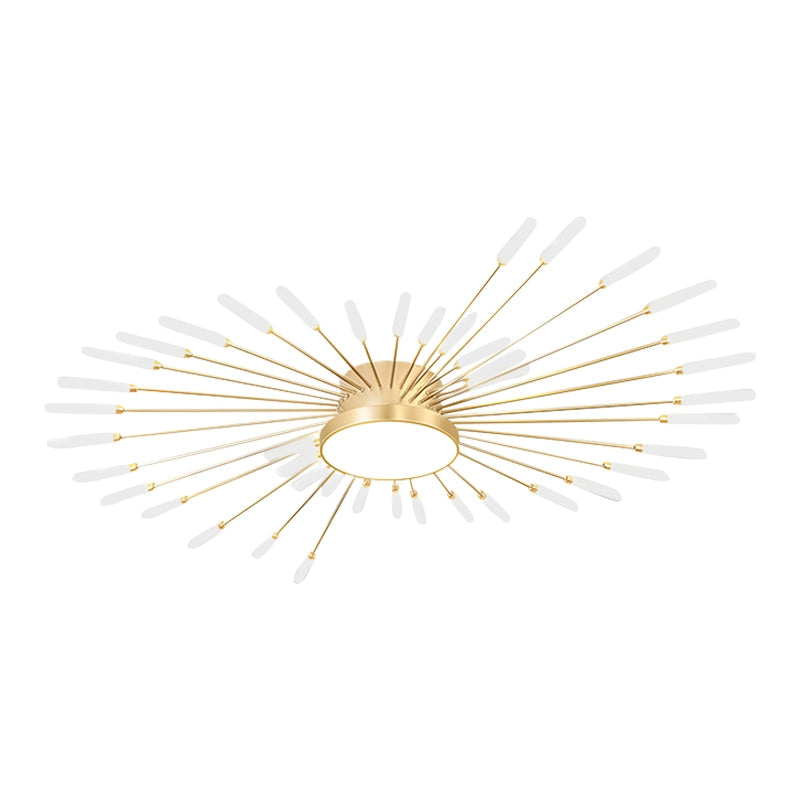 Nuvlight Fireworks Swirl Ceiling Light for Living Room Gold 42+1 Lights Dimmable With Remote