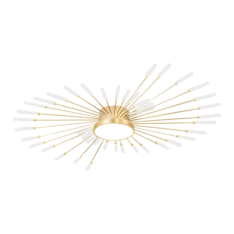 Nuvlight Fireworks Swirl Ceiling Light for Living Room Gold 42+1 Lights Dimmable With Remote