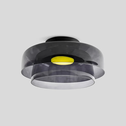  Colored Glass Ceiling Light for Bedroom Gray 2 Layer D40cm / 15.75″