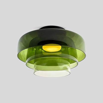  Colored Glass Ceiling Light for Bedroom Green 3 Layer D42cm / 16.54″