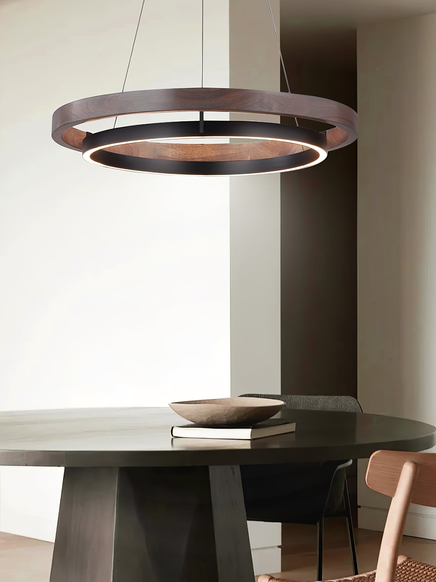 Haloa Minimalist Ring Pendant - Modern LED Circular Chandelier for Living Room & Foyer