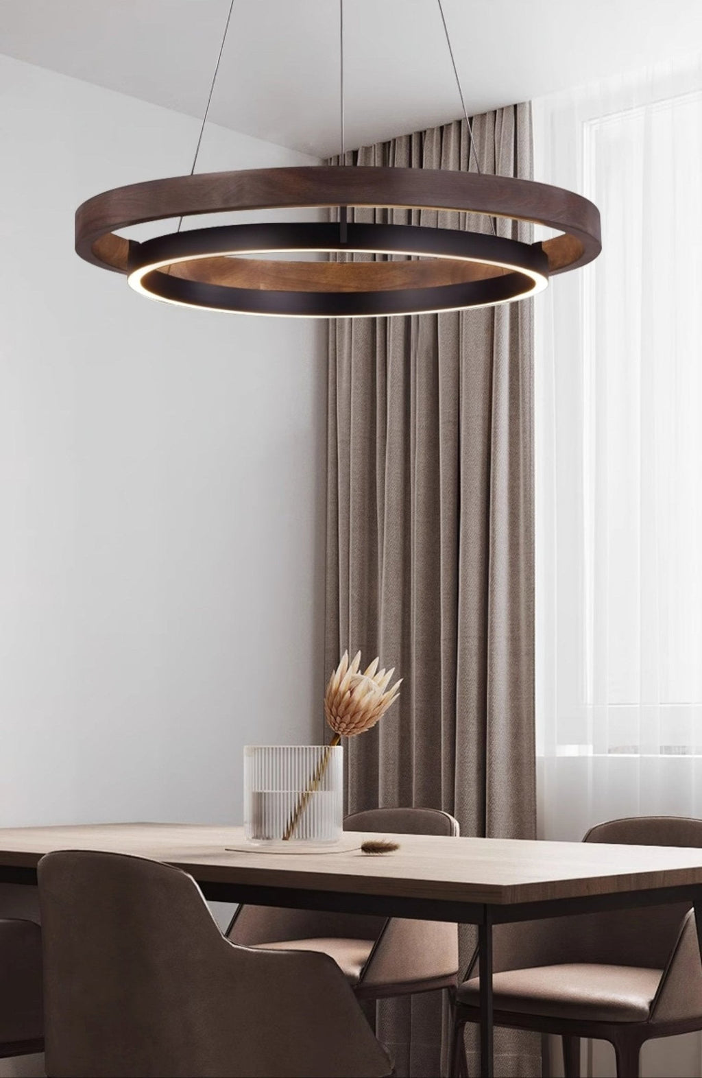 Haloa Minimalist Ring Pendant - Modern LED Circular Chandelier for Living Room & Foyer