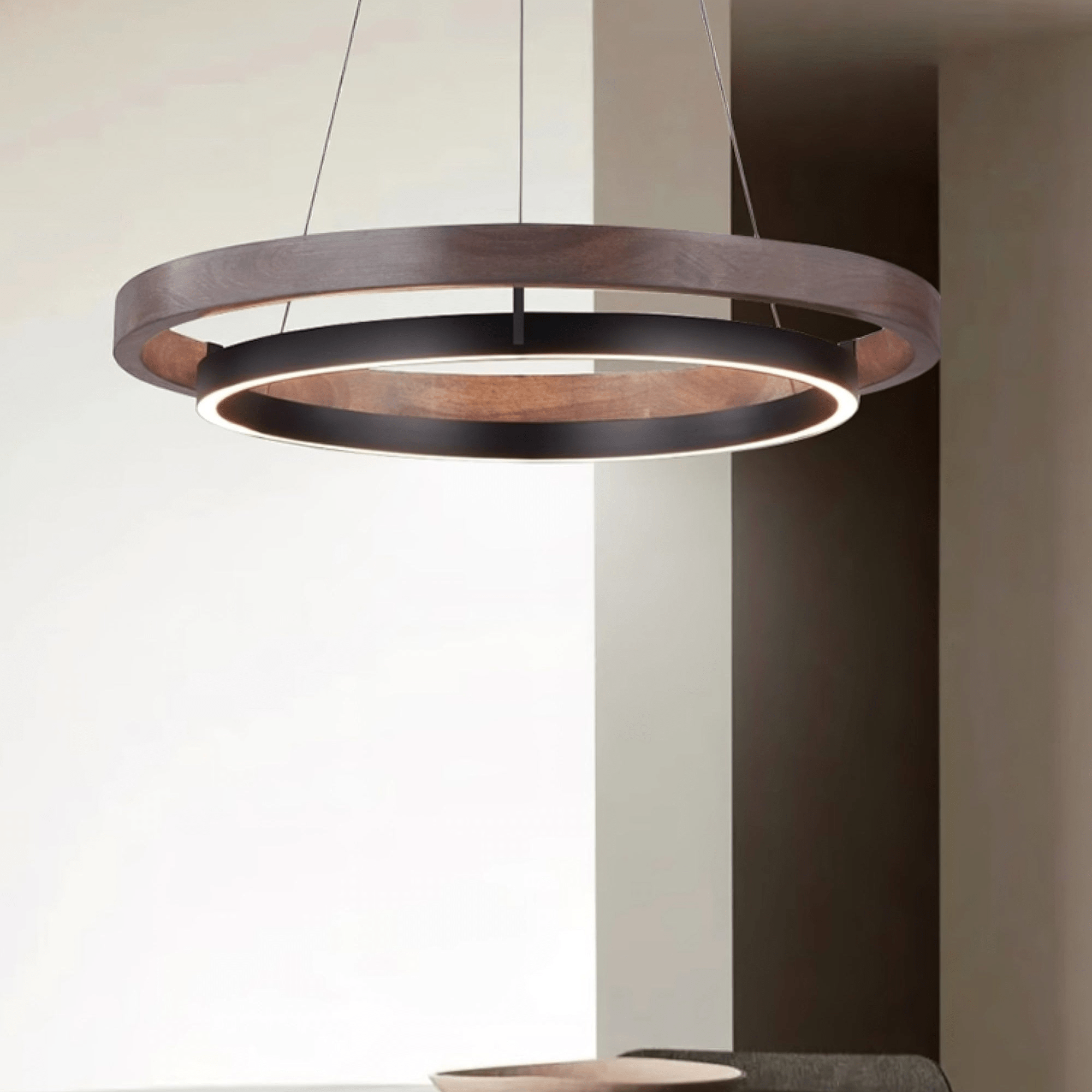 Haloa Minimalist Ring Pendant - Modern LED Circular Chandelier for Living Room & Foyer