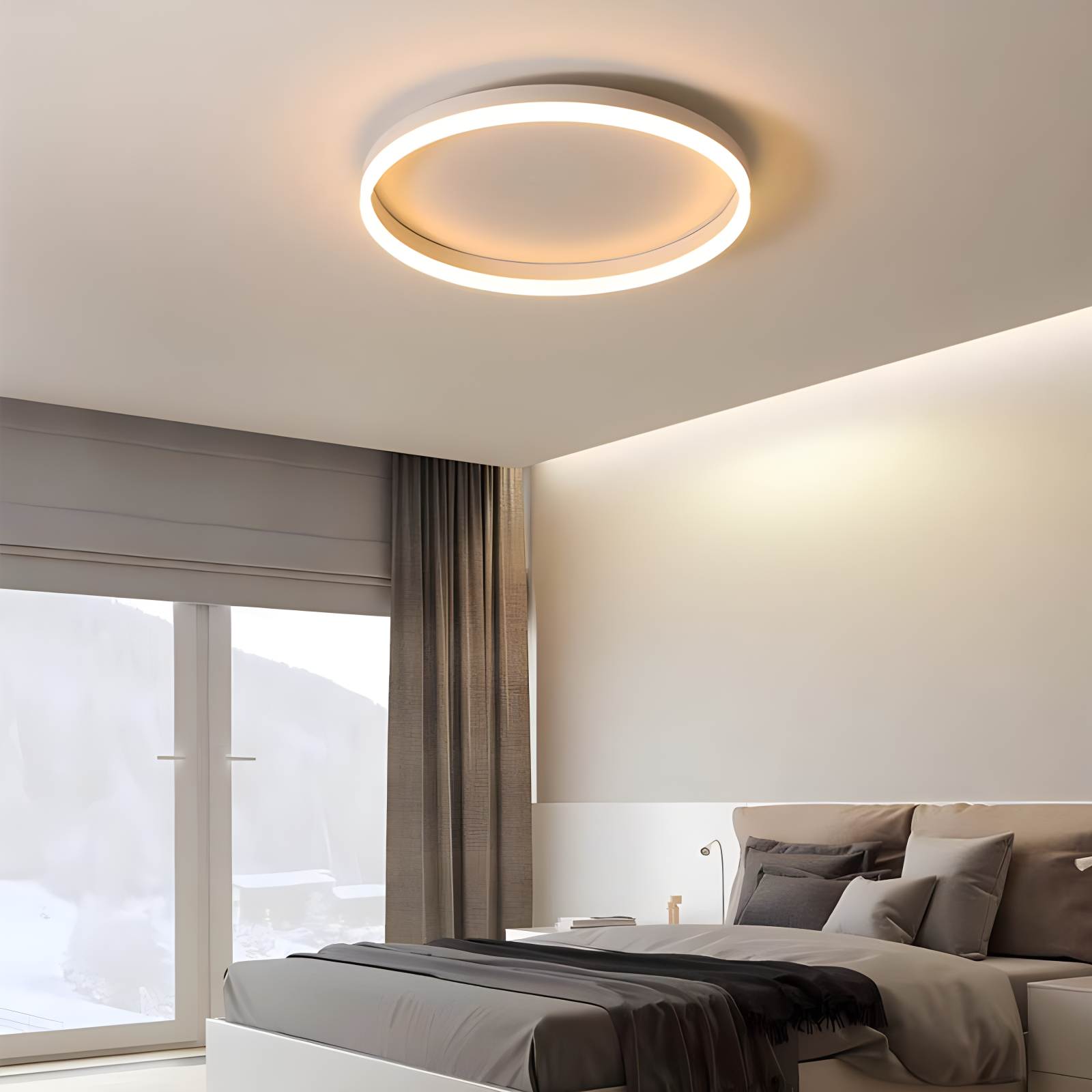 Nordic Halo Ceiling Light - Minimalist Circular LED Flush Mount for Bedroom & Nursery