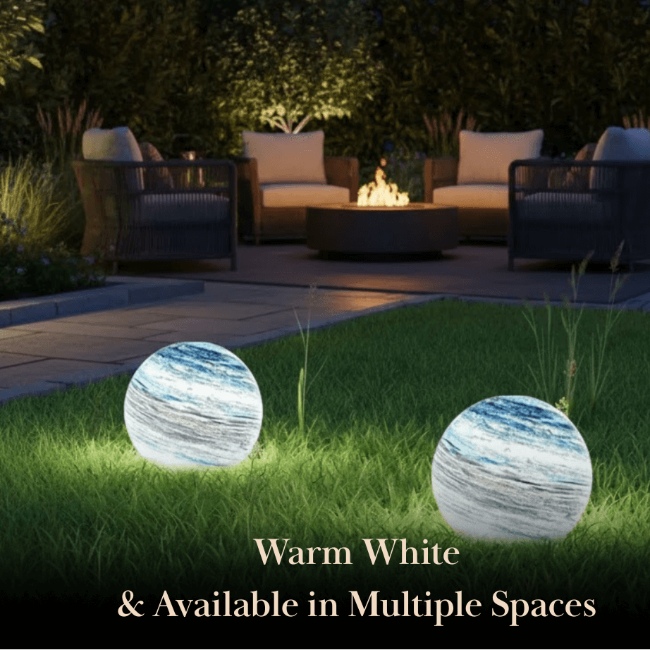 Lunara Nordic Planet Solar Outdoor Ground Lamp Metal in Blue & Yellow for Garden