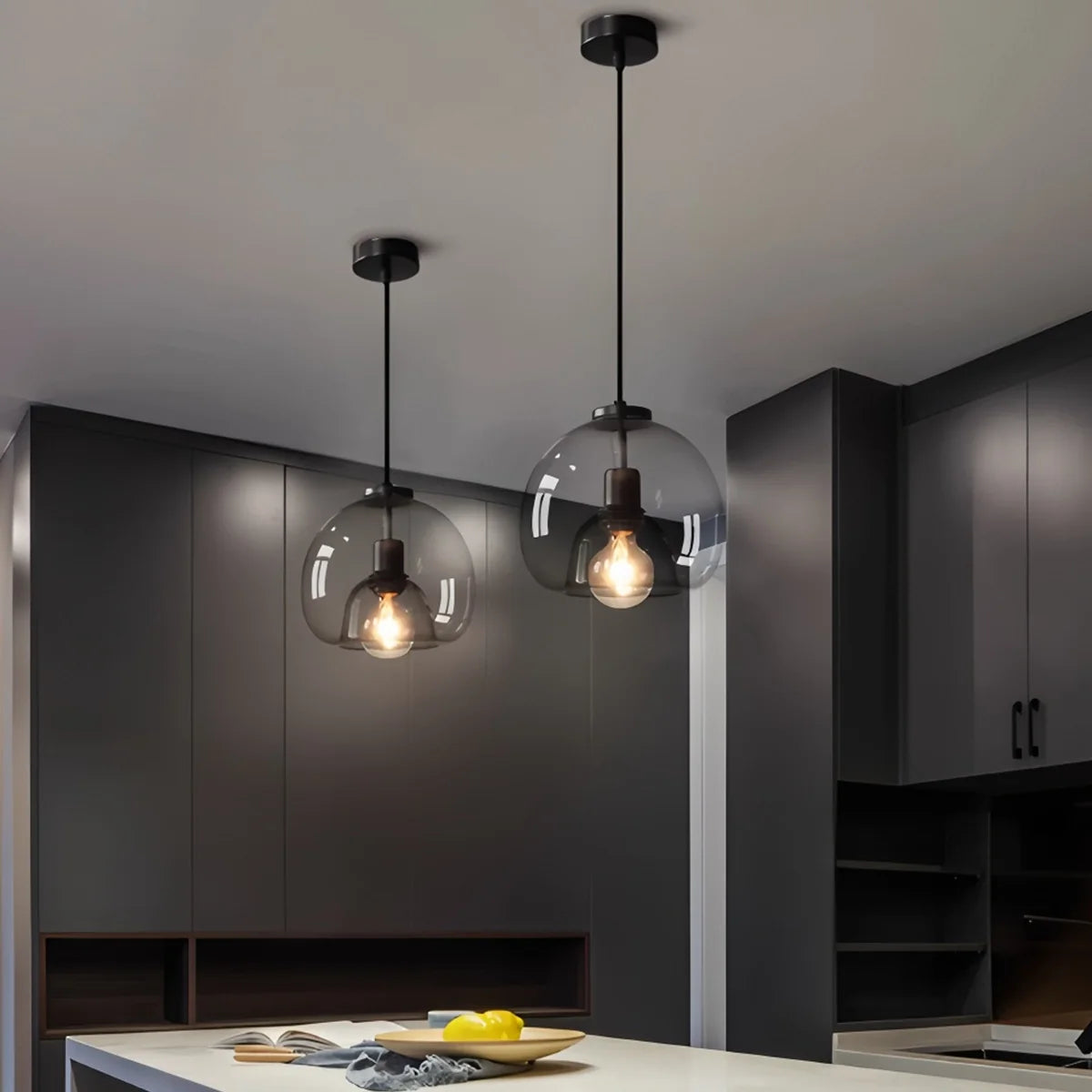 Nuvlight Smoky Grey Glass Pendant Light
