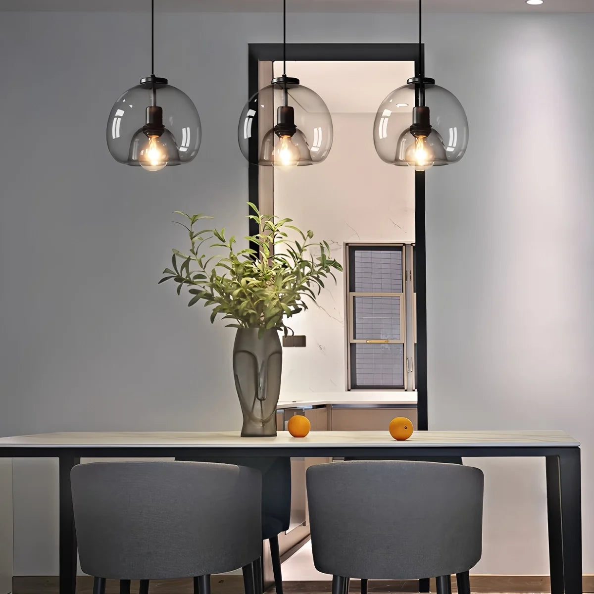 Nuvlight Smoky Grey Glass Pendant Light
