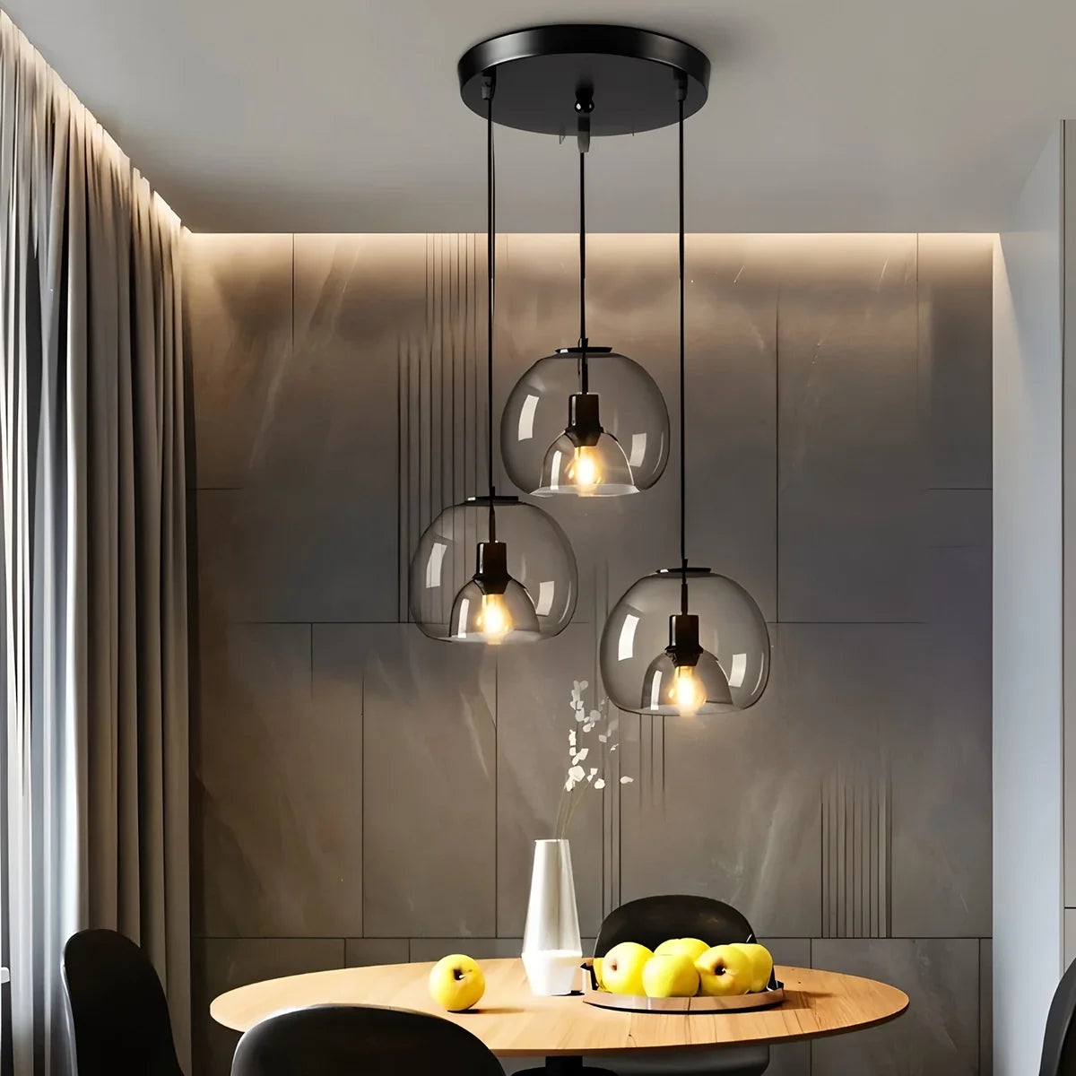 Nuvlight Smoky Grey Glass Pendant Light
