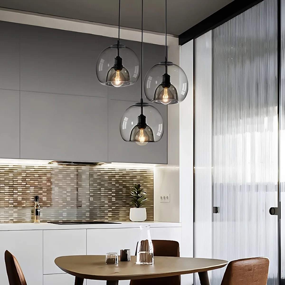 Nuvlight Smoky Grey Glass Pendant Light