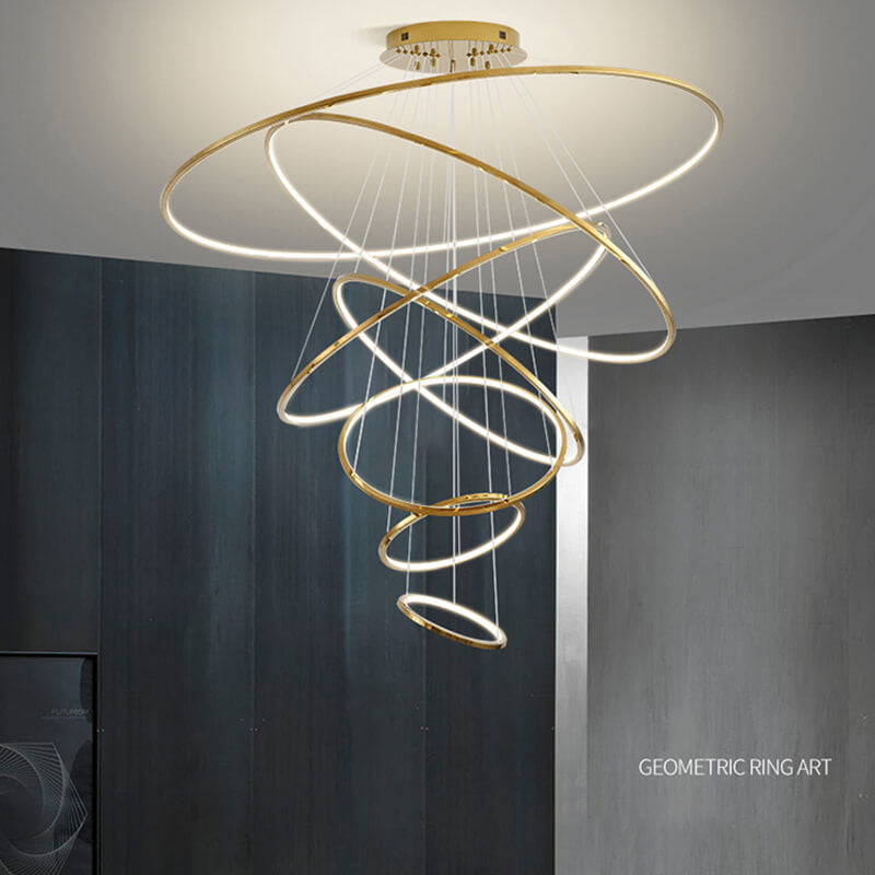 Grand Tiered Ring Chandelier - Modern Luxury Multi-Tier Lighting for Foyer & High Ceiling